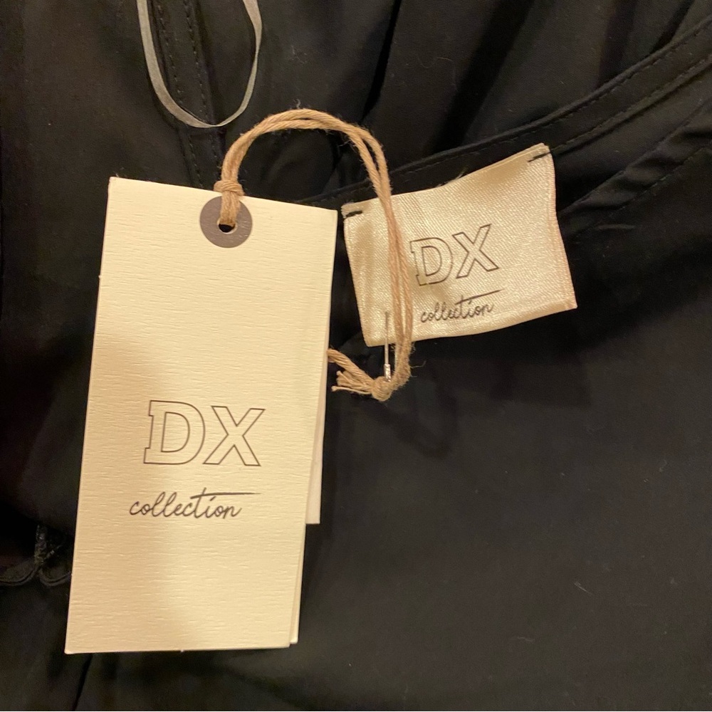 DX Italy Black Cotton Lagenlook Minimalist Midi Dress Rope Belt sz L - Picture 14 of 15